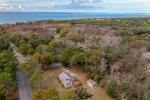 Aerial photo of the home with proximity to Cape Cod Bay